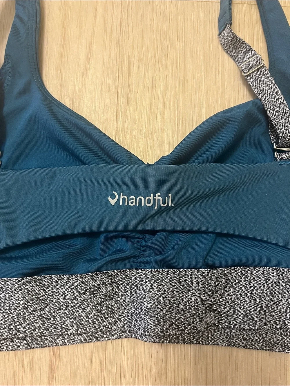 Teal Ruched Sports Bralette with Heathered Band